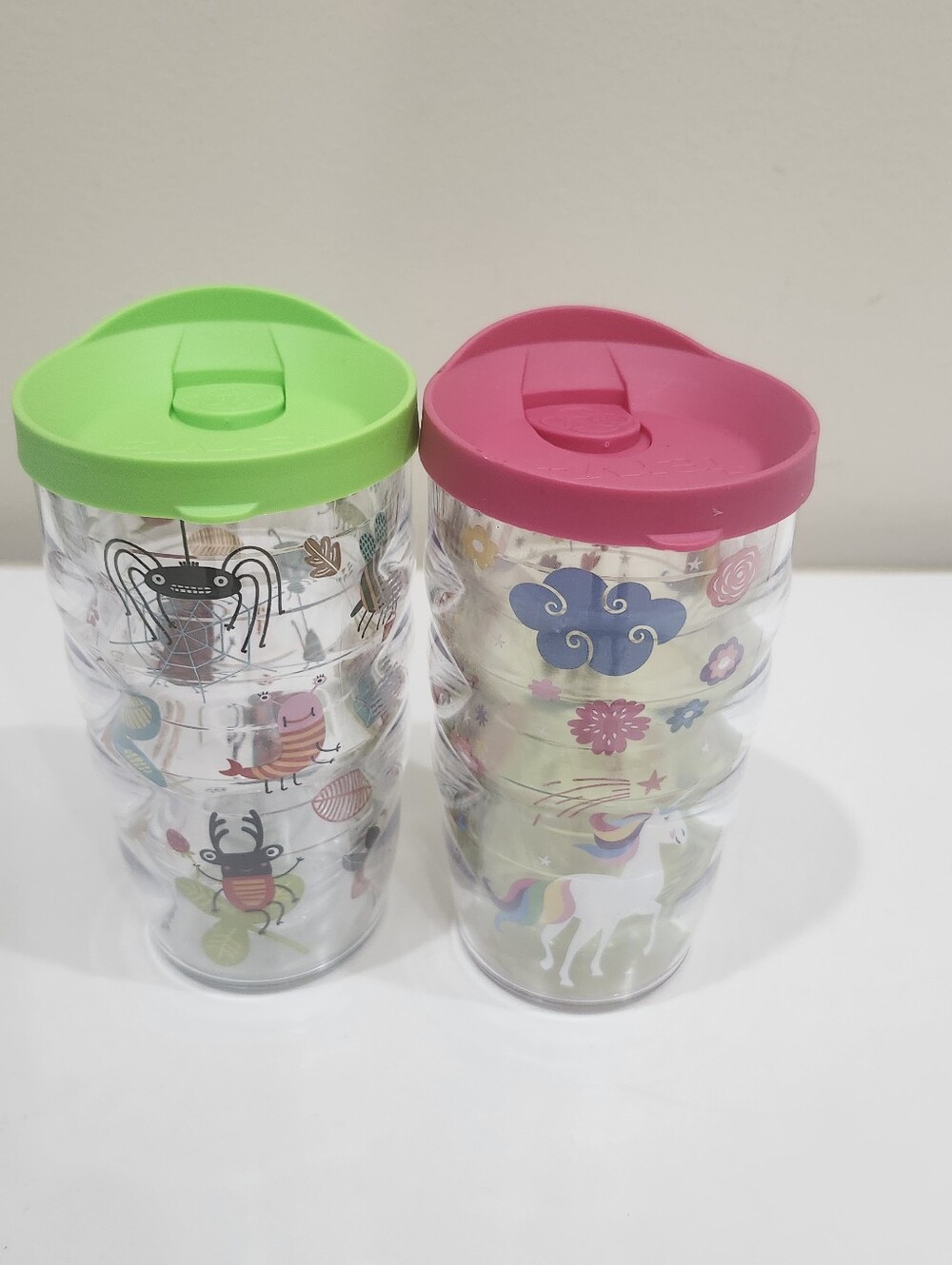 Tervis Kids Tumblers With Lids BPA Free 10 ounces - Set Of 2 - Bugs & Unicorns